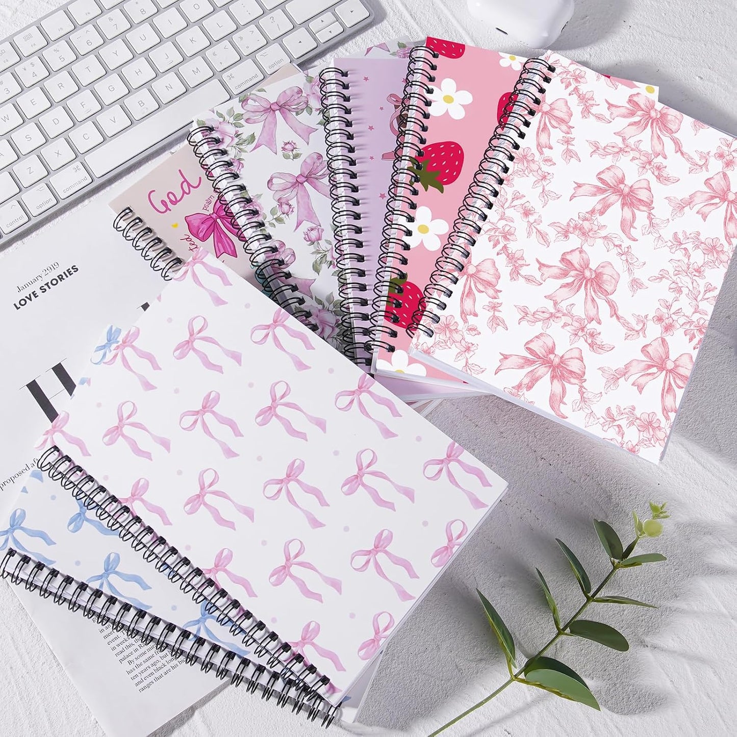 Blue Bow Notebook - Coquettte School Supplies Bow Journal Cute Note Book Preppy Back to School Stuff Study Supplies Stationery for Students Girly Teen 5.5X8.3 Inches
