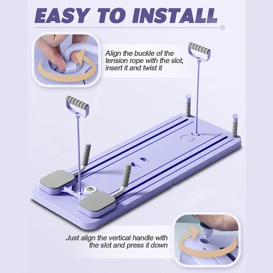 6 in 1 Multi-Purpose Foldable Pilates Reformer Board Set with Timer Pilates Equipment for Home