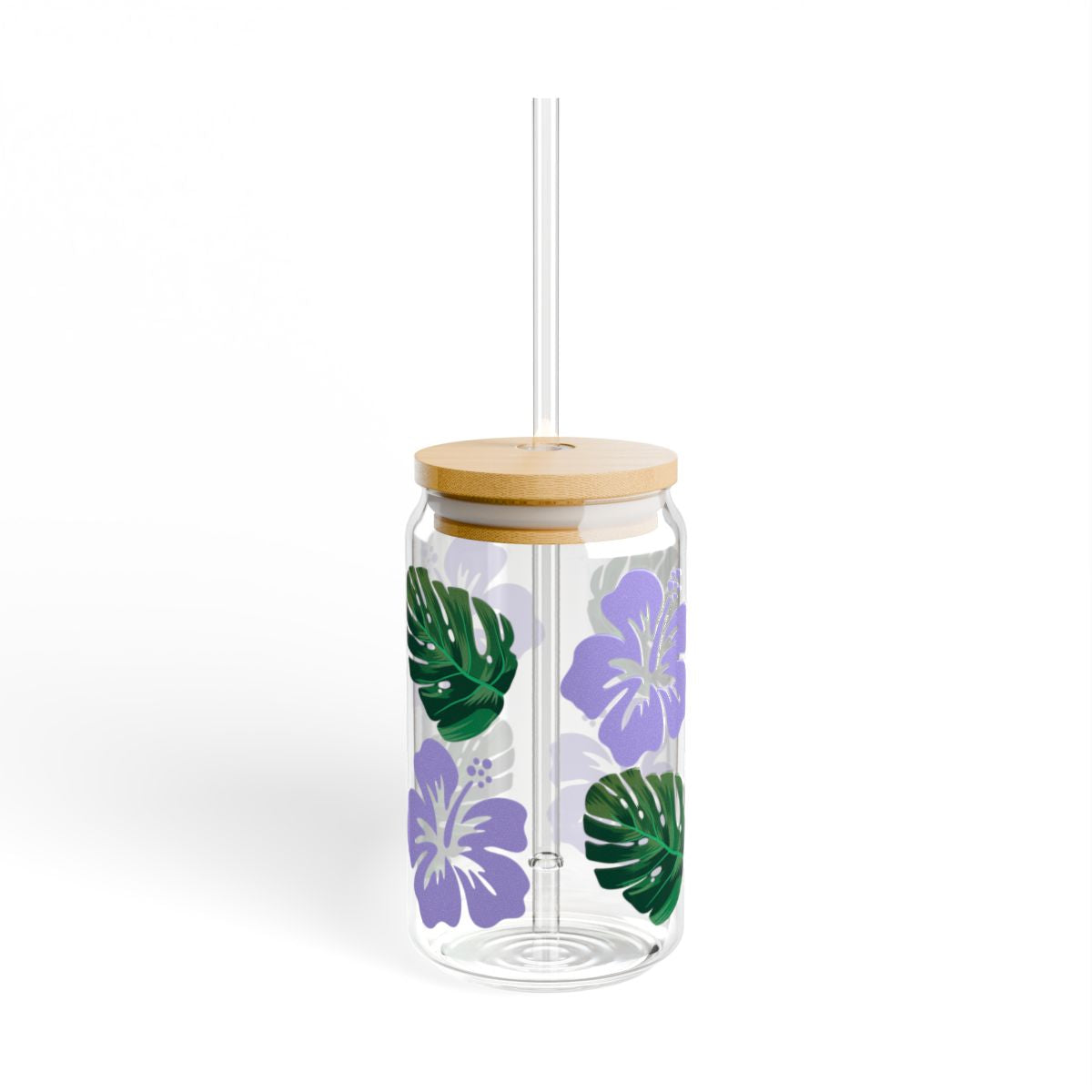 Purple hibiscus glass cup 16oz