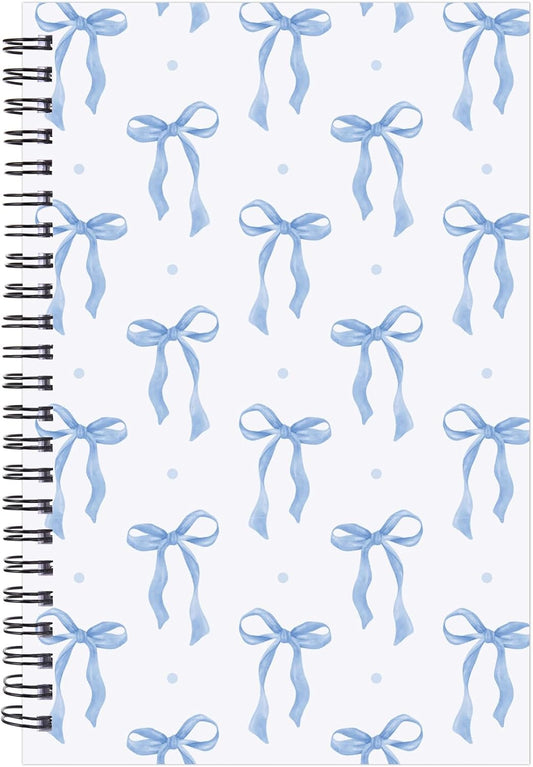 Blue Bow Notebook - Coquettte School Supplies Bow Journal Cute Note Book Preppy Back to School Stuff Study Supplies Stationery for Students Girly Teen 5.5X8.3 Inches